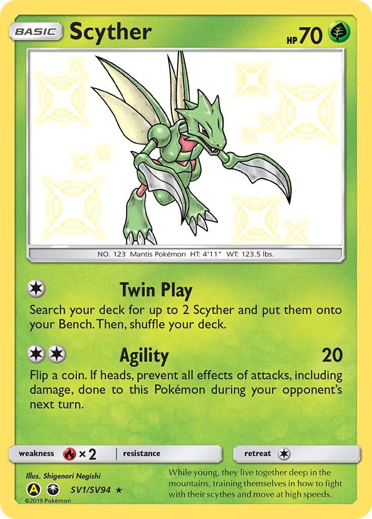 Hidden Fates Scyther Pokémon card